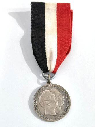 Tragbare Medaille " Einigkeit macht Stark " August 1914 / Zink versilbert  / Durchmesser 29 mm