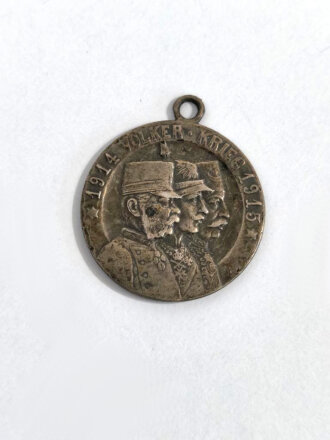Tragbare Medaille " 1914 Völker Krieg 1915 "  Buntmetall / Durchmesser 20 mm