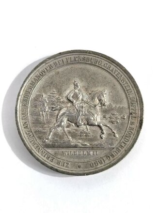 Nicht tragbare Medaille " Zur Erinnerung an das Kaisermanöver bei Flensburg 1890 " Rückseite  Siegerdenkmal auf Düppel "  Durchmesser 41 mm