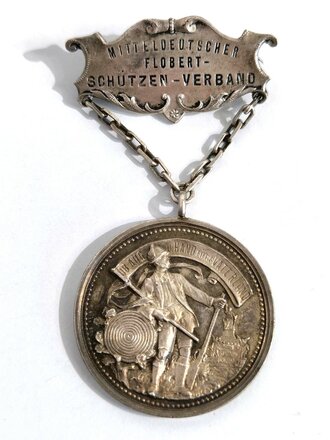 Tragbare Medaille " Mitteldeutscher Flobert Schützen- Verband / Mat. Buntmetall / 34mm