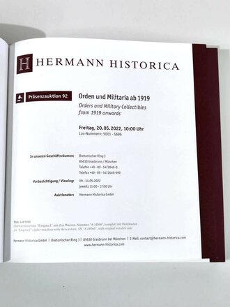 Hermann Historica Auktion 92 " Orden und Militaria...