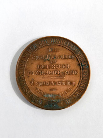 Nicht tragbare Medaille " Spezial Ausstellung des Deutschen Foxterrier - Klub 1901" / Mat. Kupfer / 45mm