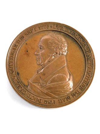 Nicht tragbare Medaille Johann Friedrich Blumenbach (1752-1840)" Naturae interpreti ossa loqui Iubenti Physiosophili Germanici 19. Sept 1825 / Mat. Kupfer / 50mm