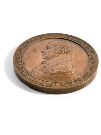 Nicht tragbare Medaille Johann Friedrich Blumenbach (1752-1840)" Naturae interpreti ossa loqui Iubenti Physiosophili Germanici 19. Sept 1825 / Mat. Kupfer / 50mm