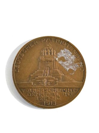 Nicht tragbare Medaille " Deutscher Patriotenbund Völkerschlacht Denkmal bei Leipzig " / Mat. Bronze / 33mm