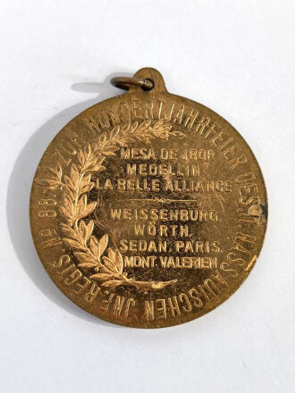 Tragbare Medaille " zur Hundertjähriger Feier des II. Nassauischen JNF.Regts. No.88 " / Mat. Messing / 37mm