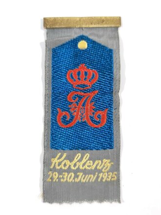 Gewebtes Abzeichen Regimentstag Koblenz 1935