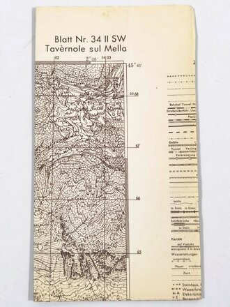 Deutsche Heereskarte 1944 " Tavernole sul Mella" Italien