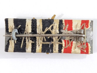 3er Bandspange 1. Weltkrieg, Eisernes Kreuz, Preußen Königlicher Hausorden der Hohenzollern Kreuz der Ritter mit Schwertern 1861 , Hanseatenkreuz, Breite 45mm