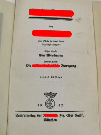 Adolf Hitler " Mein Kampf" Hochzeitsausgabe der Stadt Ludwigshafen am Rhein in gutem Zustand