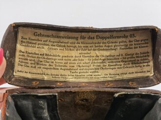 1.Weltkrieg, Behälter zum Doppelfernrohr 03 von Goerz Berlin. Getragenes Stück , ein verschluss defekt