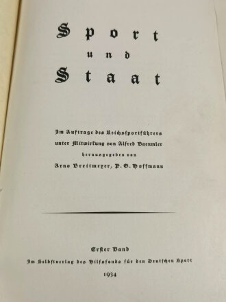 Sammelbilderalbum "Sport und Staat" Erster Teil, komplett, gebraucht,, das Hakenkreuz auf dem Einband verschmutzt und ohne goldene Farbe