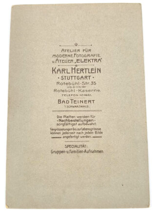 Württemberg, Hartkartonbild eines feldgrauen 125er, 10 x 16cm