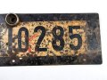Nummernschild aus der Zeit des 2.Weltkrieg, vermutlich für einen Lastkraftwagen. Originallack, 16 x 53cm