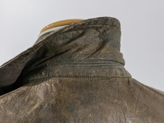 Kriegsmarine Lederjacke für seemännisches Personal. Graues Leder , datiert 1941, ungereinigtes Stück