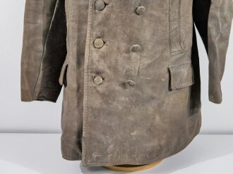 Kriegsmarine Lederjacke für seemännisches Personal. Graues Leder , datiert 1941, ungereinigtes Stück