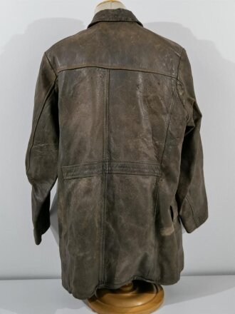 Kriegsmarine Lederjacke für seemännisches Personal. Graues Leder , datiert 1941, ungereinigtes Stück