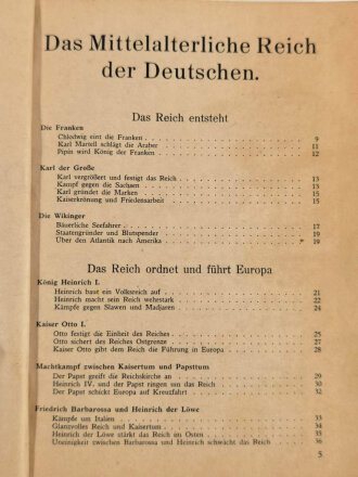 "Der Weg zum Reich", Lehrbuch Geschichte, Dt. Schulverlag Berlin, 1944, 256 Seiten, A5, Rücken abgenutzt