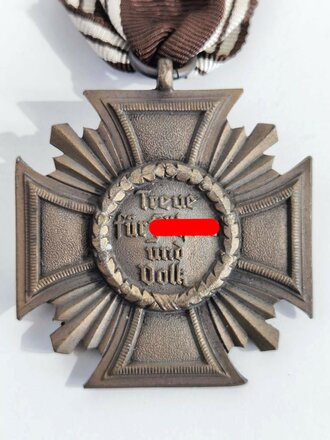 NSDAP Dienstauszeichnung in Bronze mit Bandabschnitt, schwere Ausführung, sehr guter Zustand