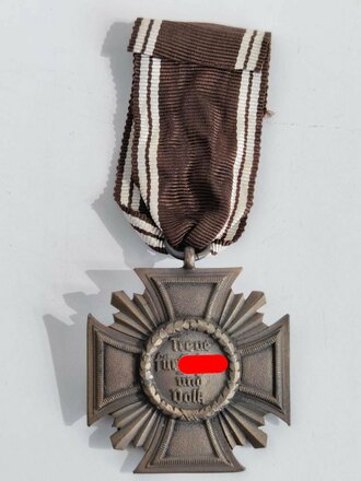 NSDAP Dienstauszeichnung in Bronze mit Bandabschnitt, schwere Ausführung, sehr guter Zustand