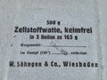 " 500g Zellstoffwatte, keimfrei in 3 Rollen a 165g" datiert 1943, Maße 8 x 18 x 20cm