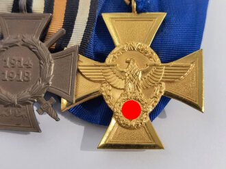 3er Ordensspange " Eisernes Kreuz 2. Klasse 1914, Ehrenkreuz für Frontkämpfer, Dienstauszeichnung der Polizei für 25 Jahre in Gold,