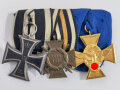 3er Ordensspange " Eisernes Kreuz 2. Klasse 1914, Ehrenkreuz für Frontkämpfer, Dienstauszeichnung der Polizei für 25 Jahre in Gold,