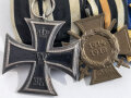 3er Ordensspange " Eisernes Kreuz 2. Klasse 1914, Ehrenkreuz für Frontkämpfer, Dienstauszeichnung der Polizei für 25 Jahre in Gold,