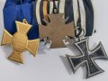 3er Ordensspange " Eisernes Kreuz 2. Klasse 1914, Ehrenkreuz für Frontkämpfer, Dienstauszeichnung der Polizei für 25 Jahre in Gold,