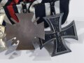 4er Ordensspange " Eisernes Kreuz 2. Klasse 1914, Ehrenkreuz für Frontkämpfer, Dienstauszeichnung der Wehrmacht für 18 Jahre, Dienstauszeichnung der Wehrmacht für 4 Jahre jeweils mit Bandauflage