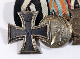 5er Ordensspange " Eisernes Kreuz 2. Klasse 1914, Allgemeines Ehrenzeichen für Tapferkeit 1894, Ehrenkreuz für Frontkämpfer, Weltkriegsmedaille Pro Deo et Patria 1914 - 1918, Dienstauszeichnung Reichsarbeitsdienst 4. Stufe für Männer