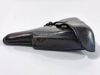 Koffertasche P08 Wehrmacht, dunkelbraunes Leder, getragenes Stück, datiert 1936