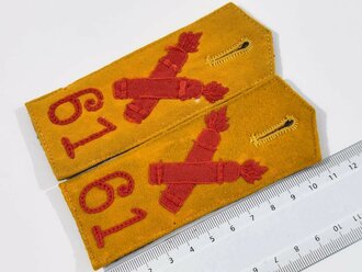1. Weltkrieg, Paar feldgraue Schulterklappen für Mannschaften im Fußartillerie Regiment 61