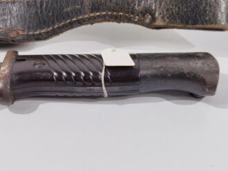 Seitengewehr M84/98 für K98 der Wehrmacht. Nummerngleiches Stück, Hersteller 41cvl. Im Koppelschuh, zusammengehörig, ungereinigt