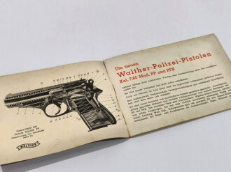 "Walther Polizei Pistolen Modelle PP und PPK"  33 Seitige Broschüre mit Druckvermerk von 1939