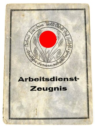 "Arbeitsdienstzeugnis" einer Frau aus Düsseldorf von 1934, Deckblatt lose