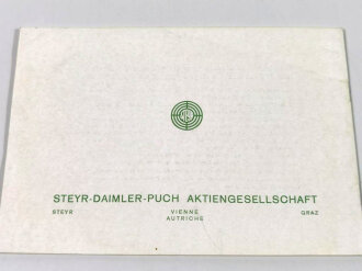 1957 datierter Prospekt der Firma "Steyr" in französischer Sprache " Armes de Chasse et de Sport"  25 Seiten