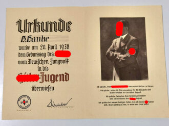 Hitler Jugend Urkunde " wurde vom Deutschen Jungvolk...