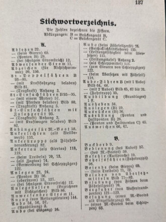 Dv.1220/3a Ausbildungsvorschrift für die Pioniere Teil 3a Fahren auf dem Wasser, 1938, 143 Seiten