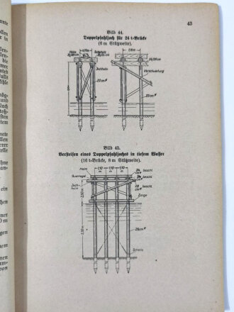 H.Dv. 220/5b Ausbildungsvorschrift für die Pioniere, Entwurf, Teil 5 b Schwerer Behelfsbrückenbau Einfache Bauarten, 1938, 102 Seiten