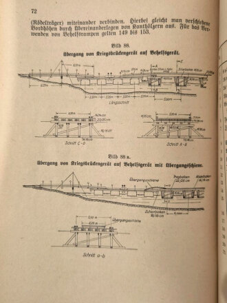 H.Dv. 220/5b Ausbildungsvorschrift für die Pioniere, Entwurf, Teil 5 b Schwerer Behelfsbrückenbau Einfache Bauarten, 1938, 102 Seiten