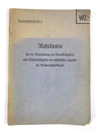 Reichsarbeitsdienst Dv.6 Richtlinien für die...