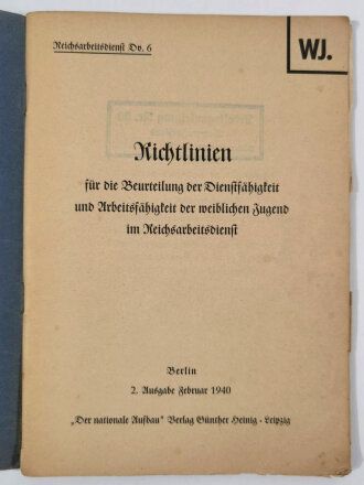 Reichsarbeitsdienst Dv.6 Richtlinien für die...
