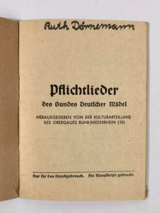Pflichtlieder der Hitler Jugend, 32 Seiten, 10 x 7,5cm