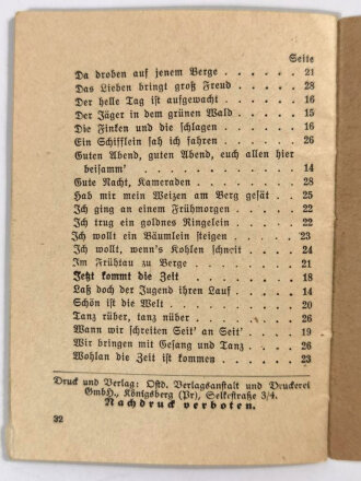 Pflichtlieder der Hitler Jugend, 32 Seiten, 10 x 7,5cm