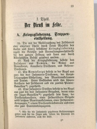 "Felddienst-Ordnung", Berlin, 1900, 230 Seiten mit Anlagen