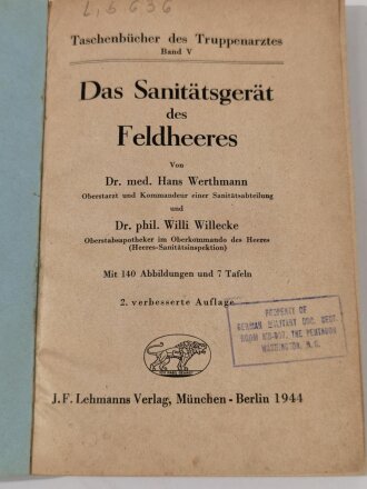 "Das Sanitätsgerät des Feldheeres"...