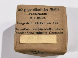 Pack "100g gewöhnliche Watte" datiert 1943