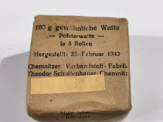 Pack "100g gewöhnliche Watte" datiert 1943