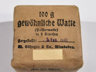 Pack "100g gewöhnliche Watte" datiert 1941